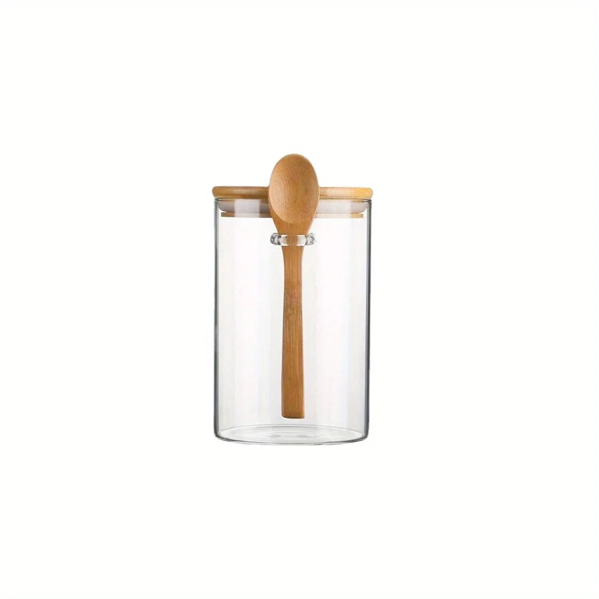 Clear Glass Storage Containers With Airtight Lid & Wooden Spoon - 540ml Lilly & Lula