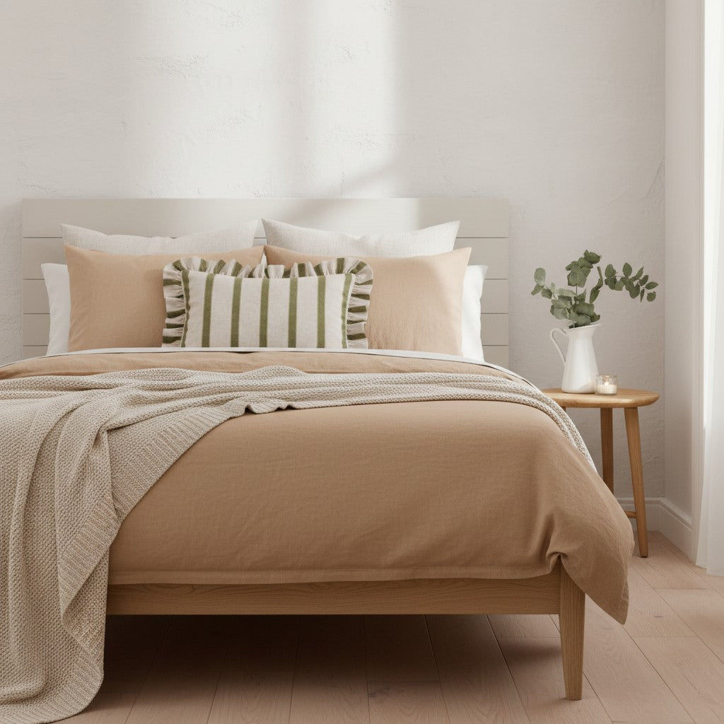 Connie Striped Ruffle Frill Square Cushion Cover - 4 Colours