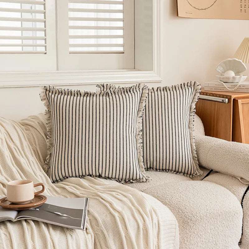 Decorative Nordic Striped Jacquard Cotton Cushion Covers - 6 Colours Lilly & Lula