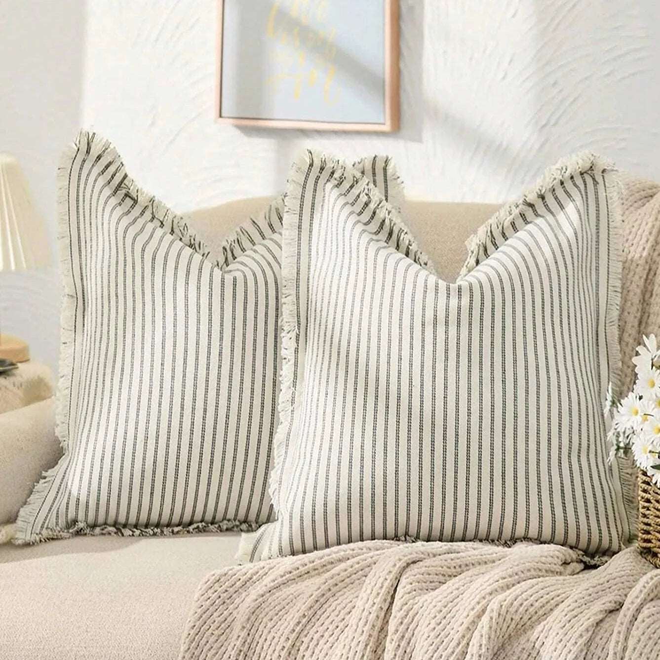 Striped throw pillow covers sale