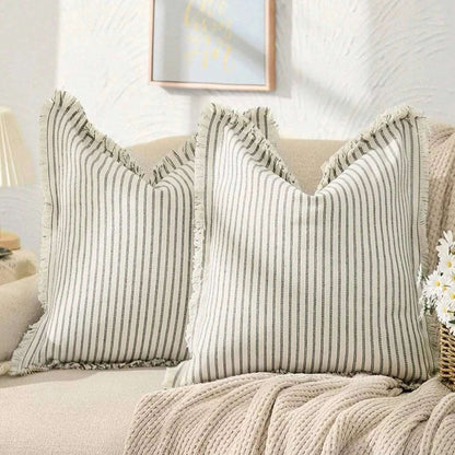 Decorative Nordic Striped Jacquard Cotton Cushion Covers - 6 Colours Lilly & Lula