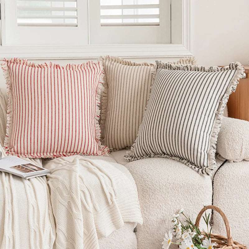 Decorative Nordic Striped Jacquard Cotton Cushion Covers - 6 Colours Lilly & Lula