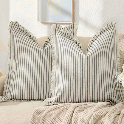 Decorative Nordic Striped Jacquard Cotton Cushion Covers - 6 Colours Lilly & Lula