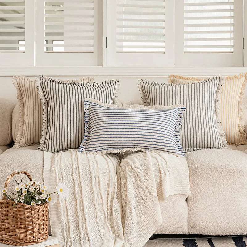 Decorative Nordic Striped Jacquard Cotton Cushion Covers - 6 Colours Lilly & Lula