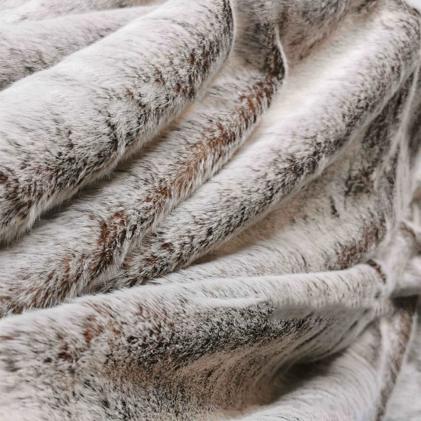 Double Layer Arctic Luxury Faux Fox Fur Throw - Silver, White, Brown & Gold Lilly & Lula