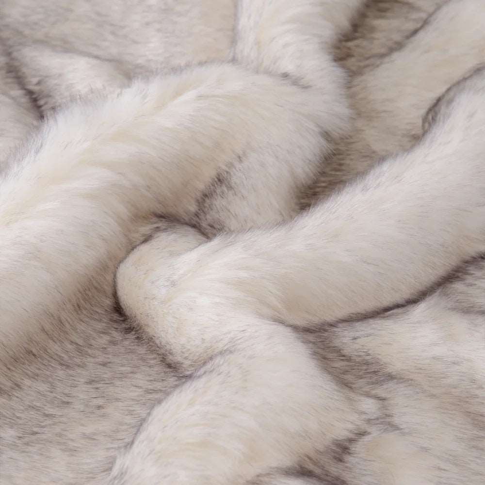 Double Layer Arctic Luxury Faux Fox Fur Throw - Silver, White, Brown & Gold Lilly & Lula