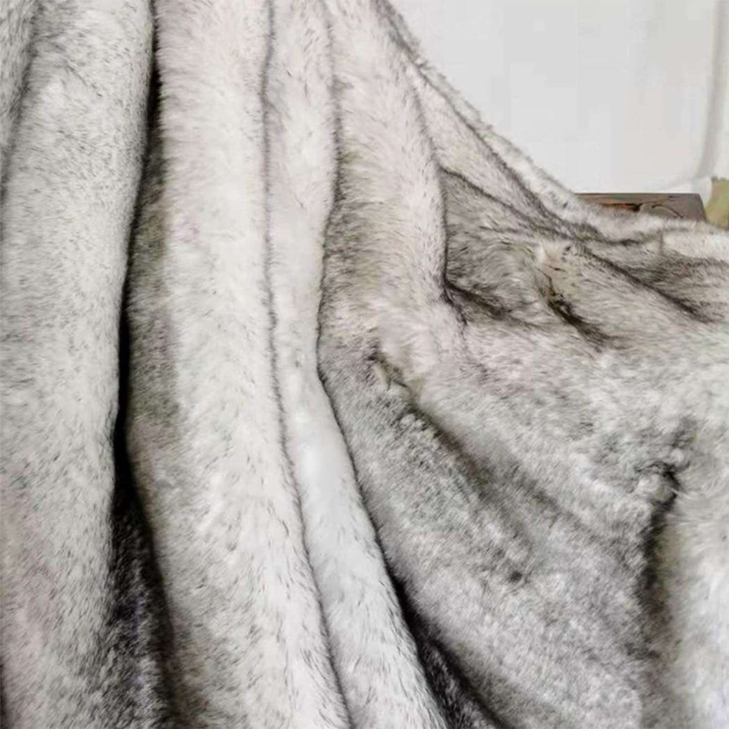 Double Layer Arctic Luxury Faux Fox Fur Throw - Silver, White, Brown & Gold Lilly & Lula