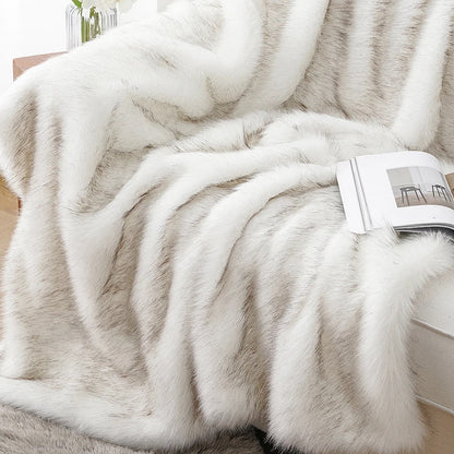 Double Layer Arctic Luxury Faux Fox Fur Throw - Silver, White, Brown & Gold Lilly & Lula