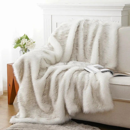 Double Layer Arctic Luxury Faux Fox Fur Throw - Silver, White, Brown & Gold Lilly & Lula