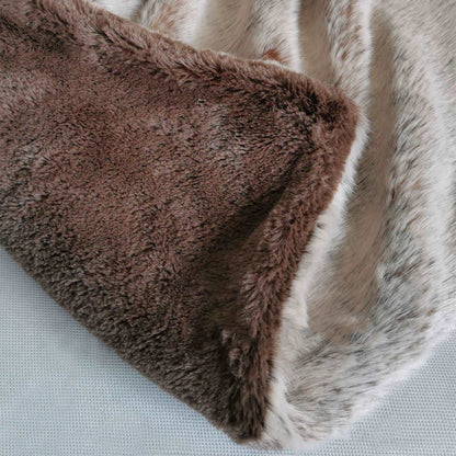 Double Layer Arctic Luxury Faux Fox Fur Throw - Silver, White, Brown & Gold Lilly & Lula