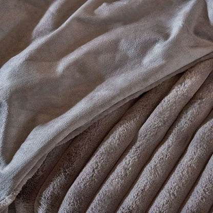 Double Layer Luxury Warm Faux Fur Throw Bedspread - Ivory, Grey & Latte Lilly & Lula