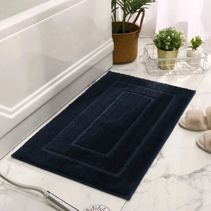 Eco-Friendly Microfibre Double Border Bath Mat - Beige, Grey, Navy & Brown Lilly & Lula