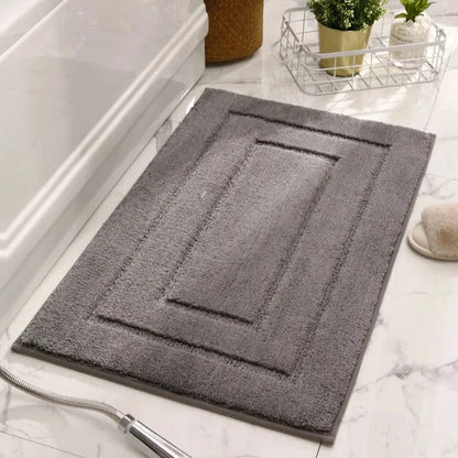 Eco-Friendly Microfibre Double Border Bath Mat - Beige, Grey, Navy & Brown Lilly & Lula