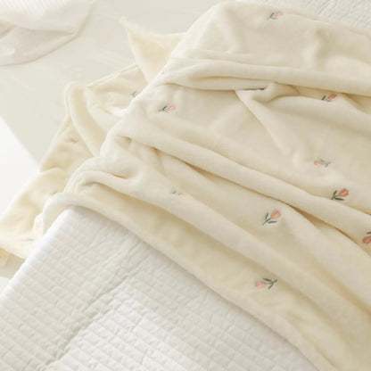 Embroidered White Fleece Baby Winter Throw Blanket - 4 Styles Lilly & Lula