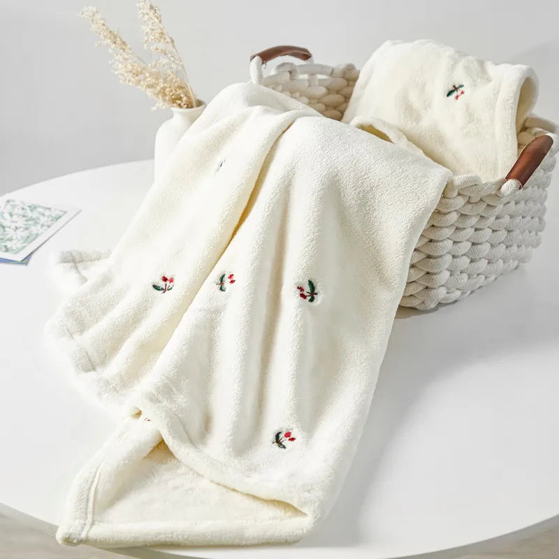 Embroidered White Fleece Baby Winter Throw Blanket - 4 Styles Lilly & Lula