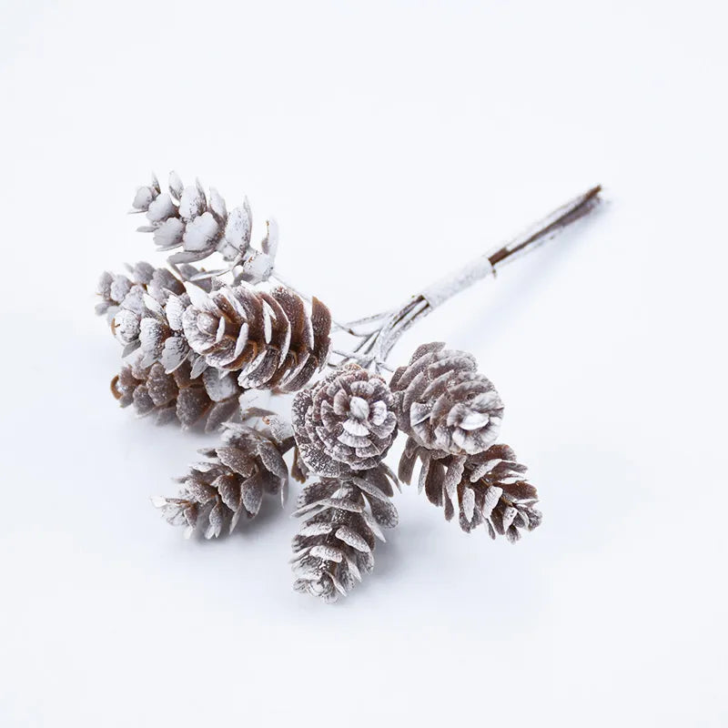 Faux Frosted Pine Cone Bouquet Branches - 10pcs Lilly & Lula