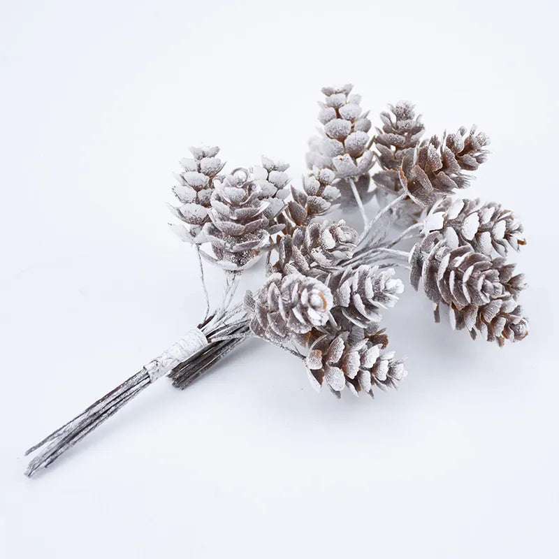 Faux Frosted Pine Cone Bouquet Branches - 10pcs Lilly & Lula