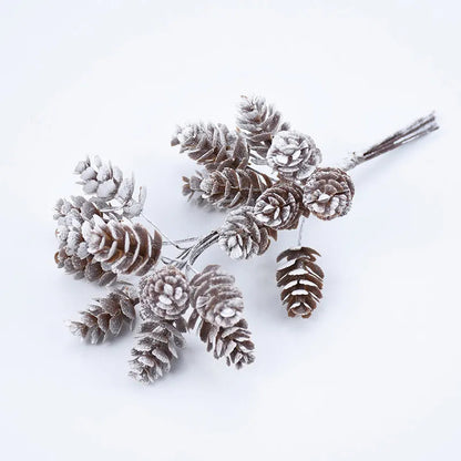 Faux Frosted Pine Cone Bouquet Branches - 10pcs Lilly & Lula