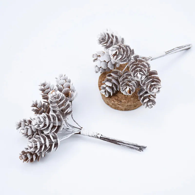 Faux Frosted Pine Cone Bouquet Branches - 10pcs Lilly & Lula