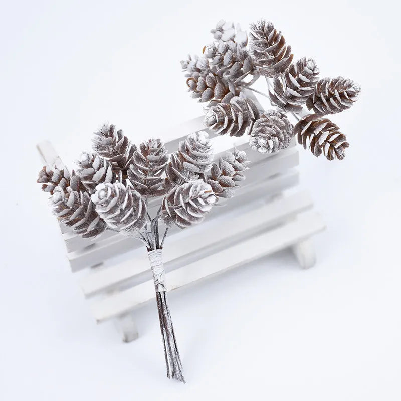 Faux Frosted Pine Cone Bouquet Branches - 10pcs Lilly & Lula