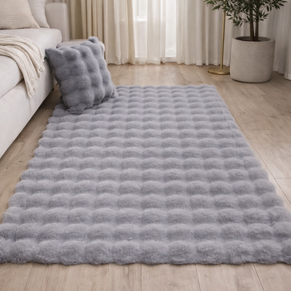 Fluffy & Supersoft Plush Bubble Nordic Rectangle Shaggy Rug - White, Beige, Grey, Ivory & Sage Green