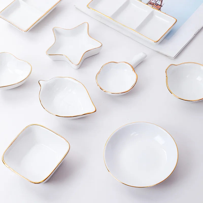 Gold-Rimmed Ceramic Small Serving Bowls - 10 Styles Lilly & Lula