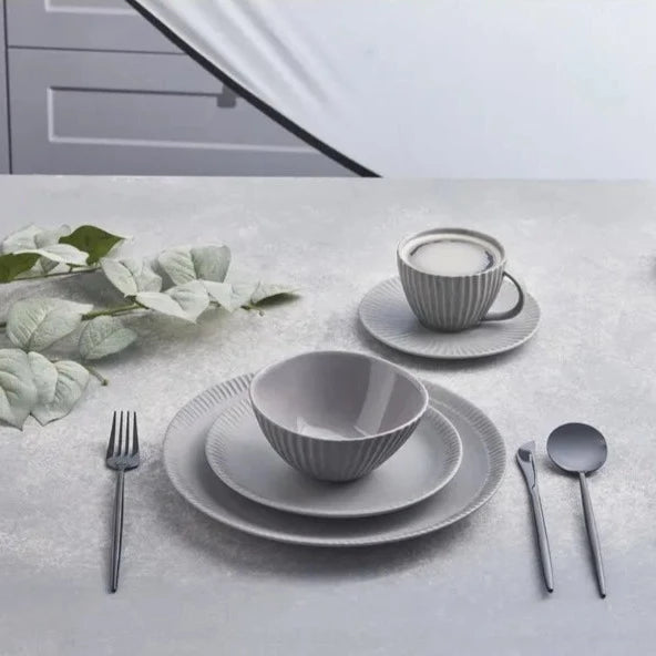 Grey Scandi Inspired 20-Piece Stoneware Handmade Dinner Set for 4 People Lilly & Lula