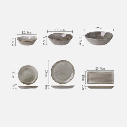 Grey Rustic Ceramic Nordic Tableware Plates & Bowls - Various Sizes