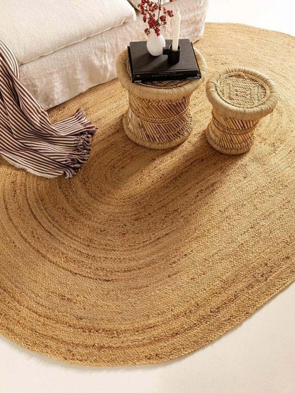 Brown Oval Natural Rustic Jute Rug  - Various Sizes