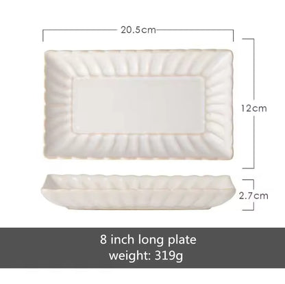 White Scalloped Ceramic Tableware Plates & Bowls - 6 Sizes & Sets