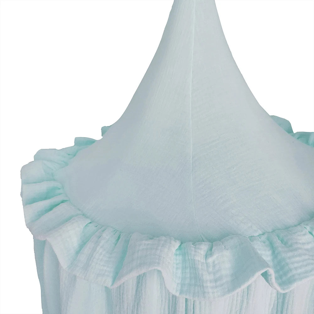 Kids Premium Muslin Bed Canopy With Frill Detail - 7 Colours