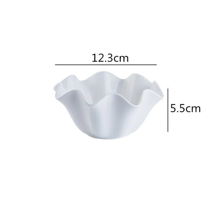 White Decorative Ceramic Crimped Edge Bowl - 3 Sizes