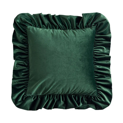 Luxurious Velvet Cushion Covers with Large Ruffle - 5 Colours