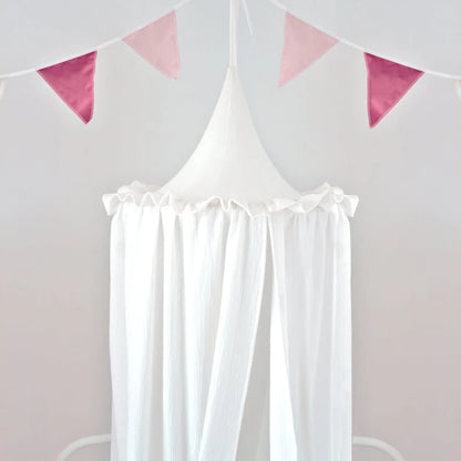 Kids Premium Muslin Bed Canopy With Frill Detail - 7 Colours