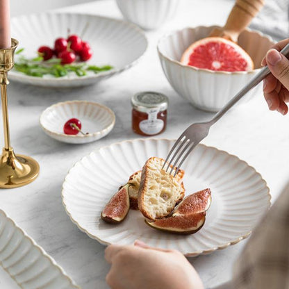 White Scalloped Ceramic Tableware Plates & Bowls - 6 Sizes & Sets