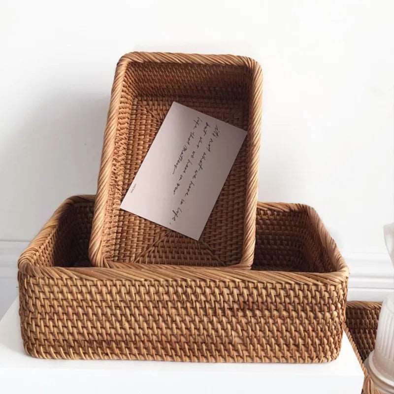 Hand-Woven Rattan Wicker Basket Organiser - 3 Sizes Lilly & Lula