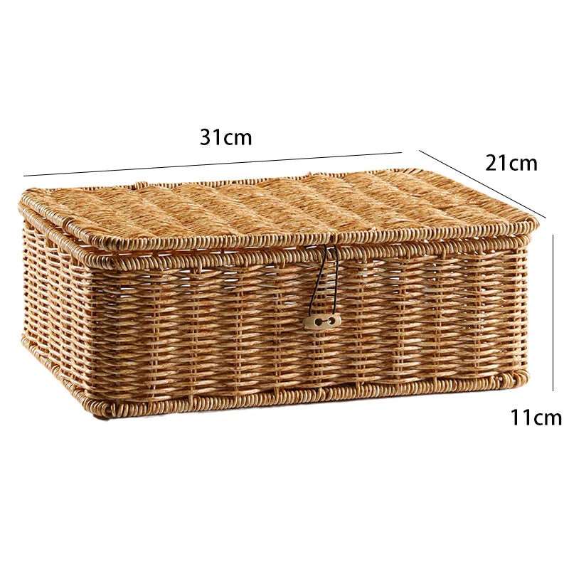 Hand-Woven Rattan Wicker Storage Basket Organiser with Lid - 7 Sizes Lilly & Lula