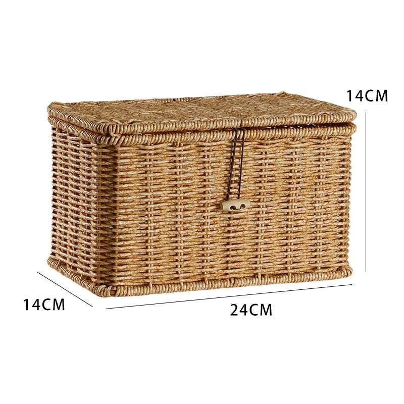 Hand-Woven Rattan Wicker Storage Basket Organiser with Lid - 7 Sizes Lilly & Lula