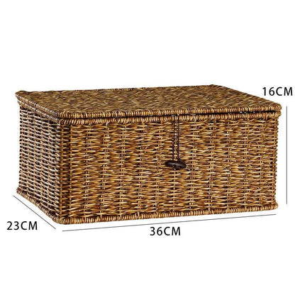 Hand-Woven Rattan Wicker Storage Basket Organiser with Lid - 7 Sizes Lilly & Lula