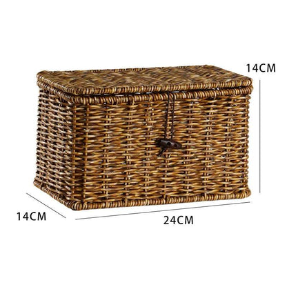 Hand-Woven Rattan Wicker Storage Basket Organiser with Lid - 7 Sizes Lilly & Lula