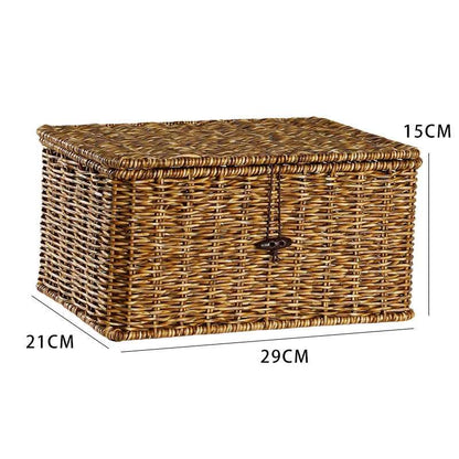 Hand-Woven Rattan Wicker Storage Basket Organiser with Lid - 7 Sizes Lilly & Lula