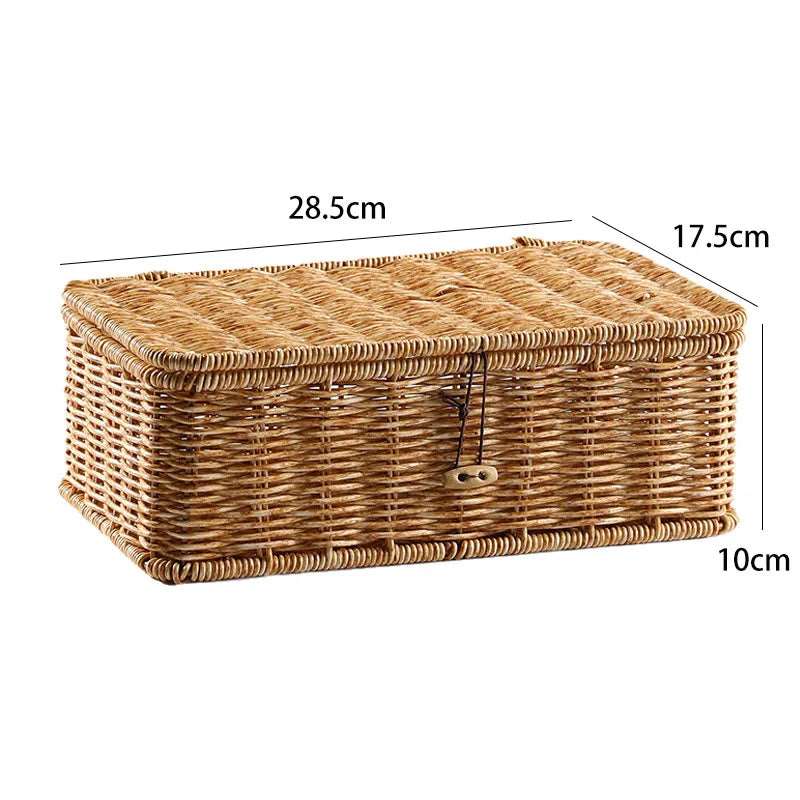 Hand-Woven Rattan Wicker Storage Basket Organiser with Lid - 7 Sizes Lilly & Lula