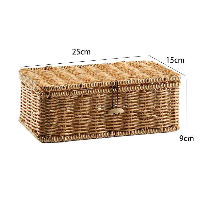 Hand-Woven Rattan Wicker Storage Basket Organiser with Lid - 7 Sizes Lilly & Lula