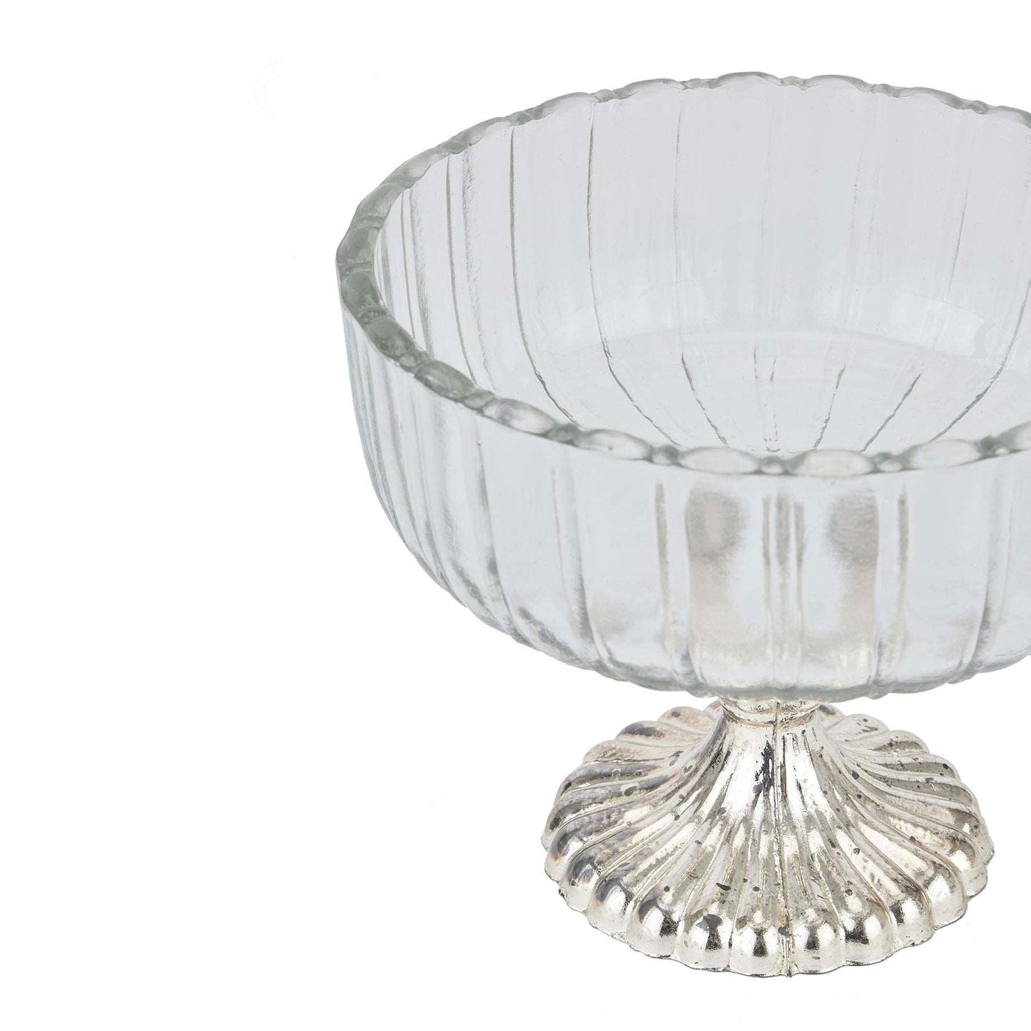 Handcrafted Silver Fluted Glass Display Bowl - 3 Sizes Lilly & Lula