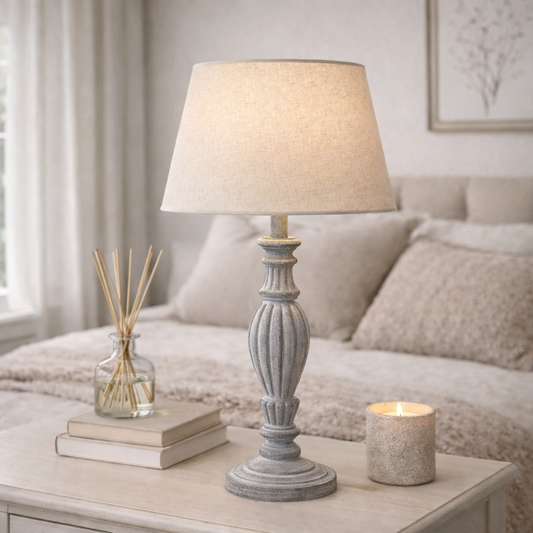 Handcrafted Rustic Aegina Table Lamp with Linen Shade