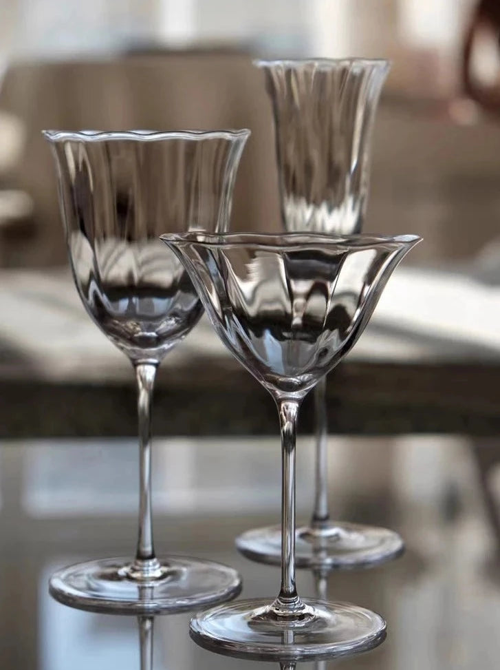 Handmade Ripple Flower Inspired Wine, Cocktail & Flute Glasses - 4 Sizes Lilly & Lula