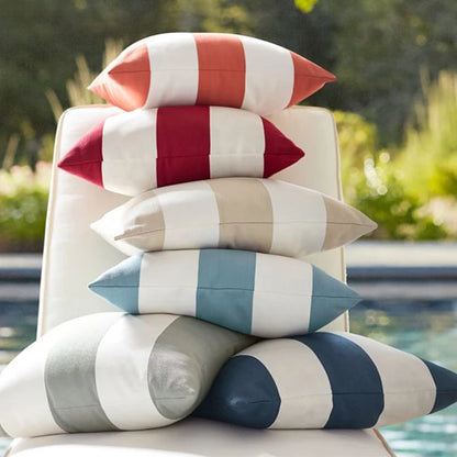 Velvet Wide Stripe Outdoor Square Cushion Cover - 7 Colours