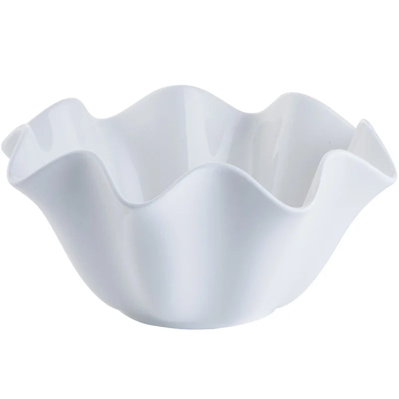 White Decorative Ceramic Crimped Edge Bowl - 3 Sizes