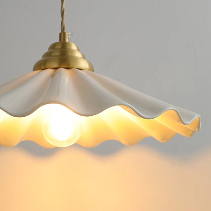 Scandinavian Ceramic LED Hanging Ceiling Pendant Light Fixture - White