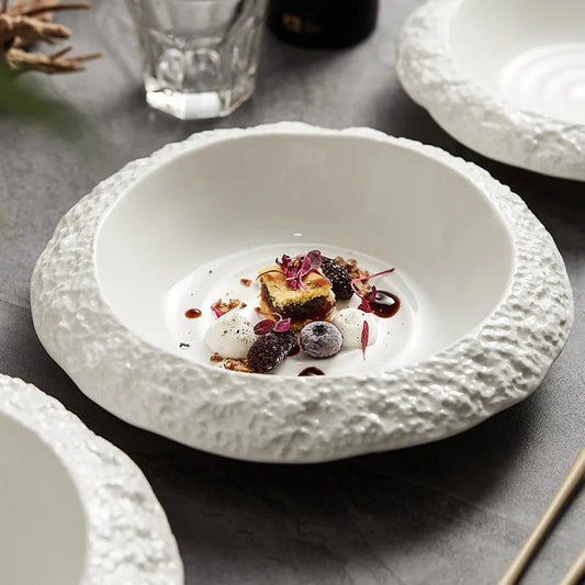 Luxurious Rock Pattern Ceramic Deep Plates Tableware Lilly & Lula